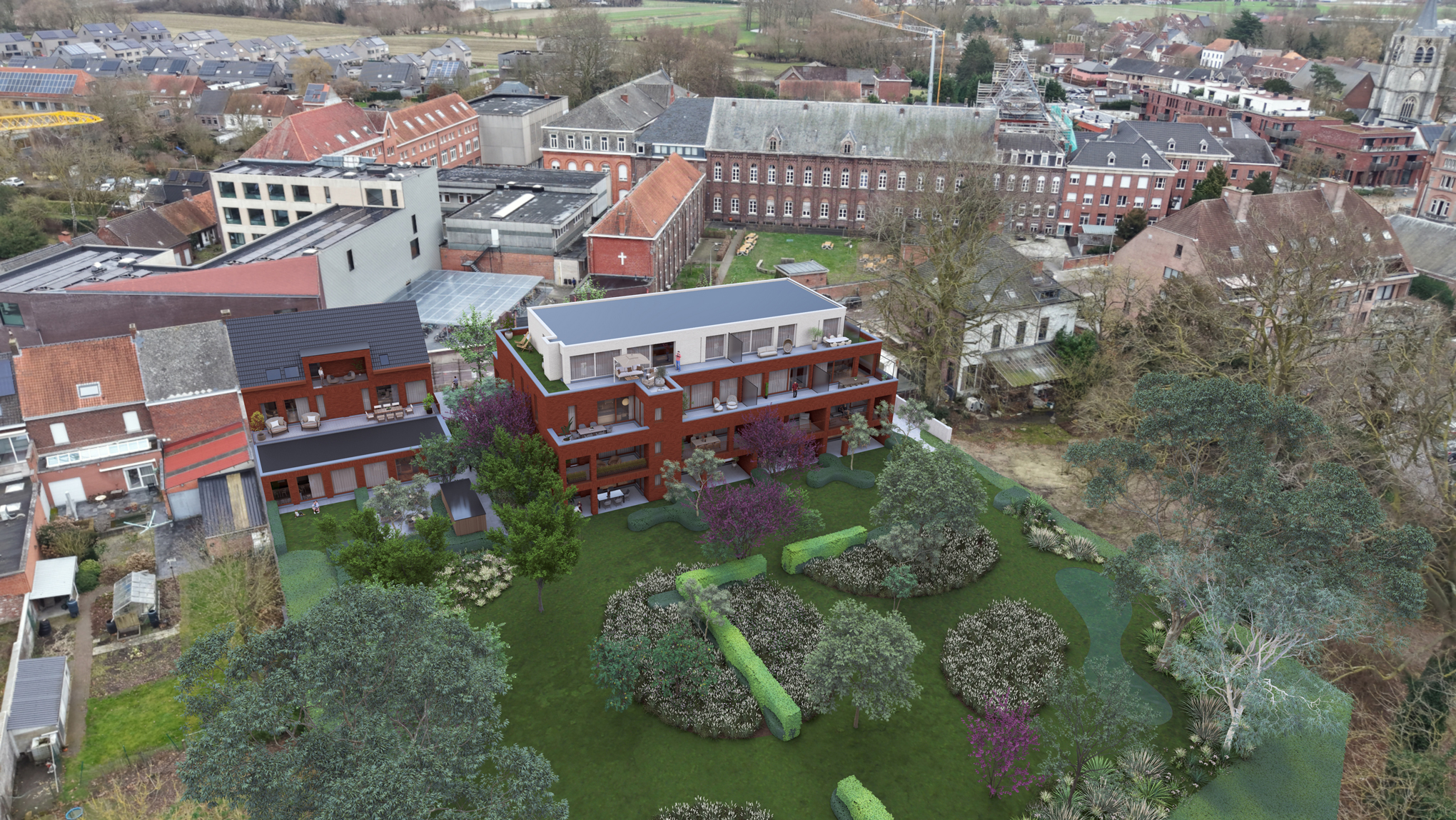 De ruime leefruimtes vloeien drempelloos over in grote terrassen met exclusief parkzicht. 